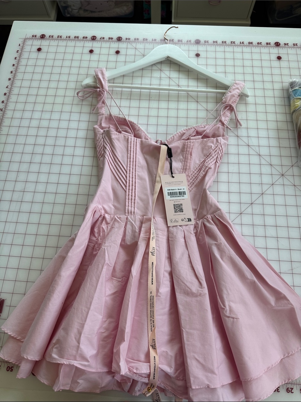 Oh Polly Light Pink Lace-Up Corset Fit & Flare Dress - Picture 3 of 3
